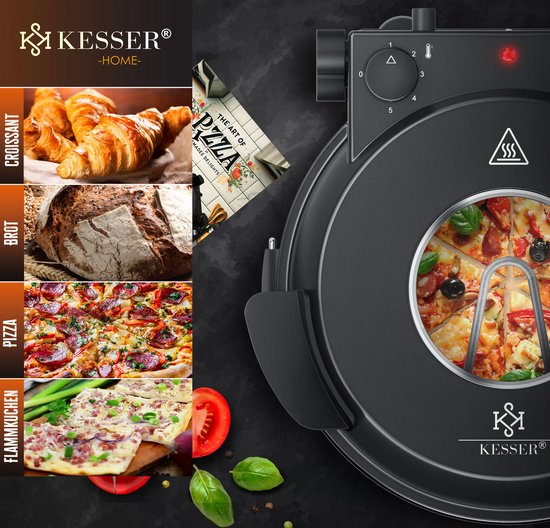 KESSER® Pizzaoven – 5 Warmtestanden tot 400°C – 15 Min Timer – 32 cm Pizzasteen – Inclusief Receptenboek — afbeelding 5
