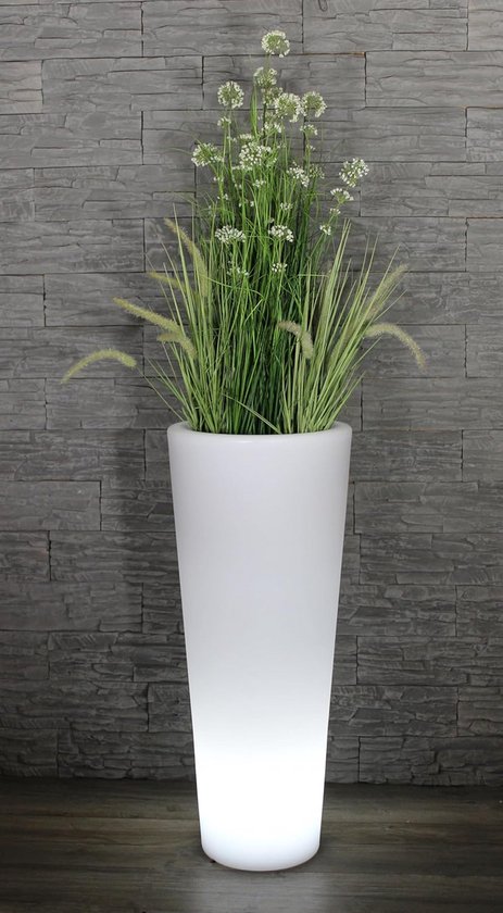 Bloempot 90 cm met LED-licht (wit licht, kabel