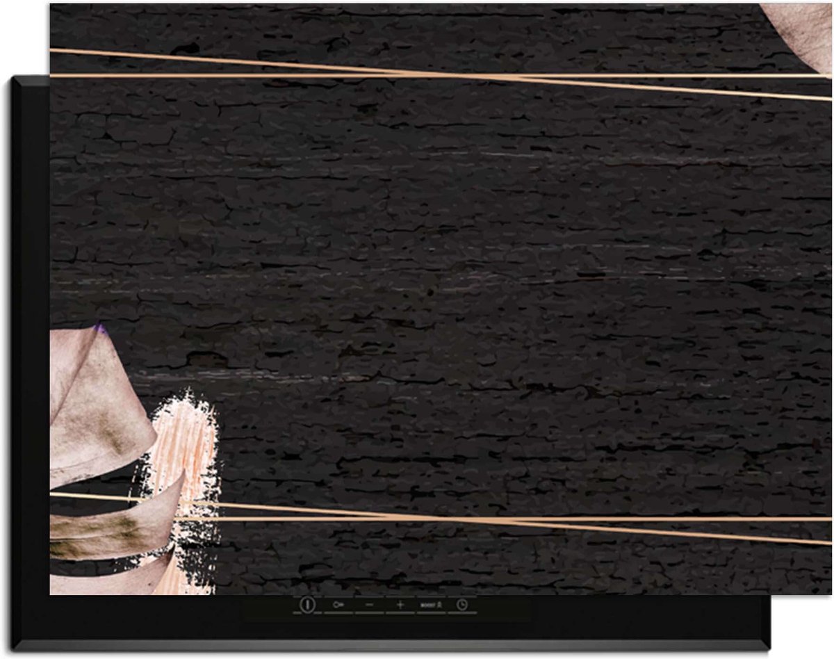 KitchenArt - Midnight Leaves - Inductie Beschermer - 78x52 cm - Kookplaat Beschermer - Luxe Afdekplaat Inductieplaat - Anti-slip & Oprolbaar - Beschermmat Inductiekookplaat