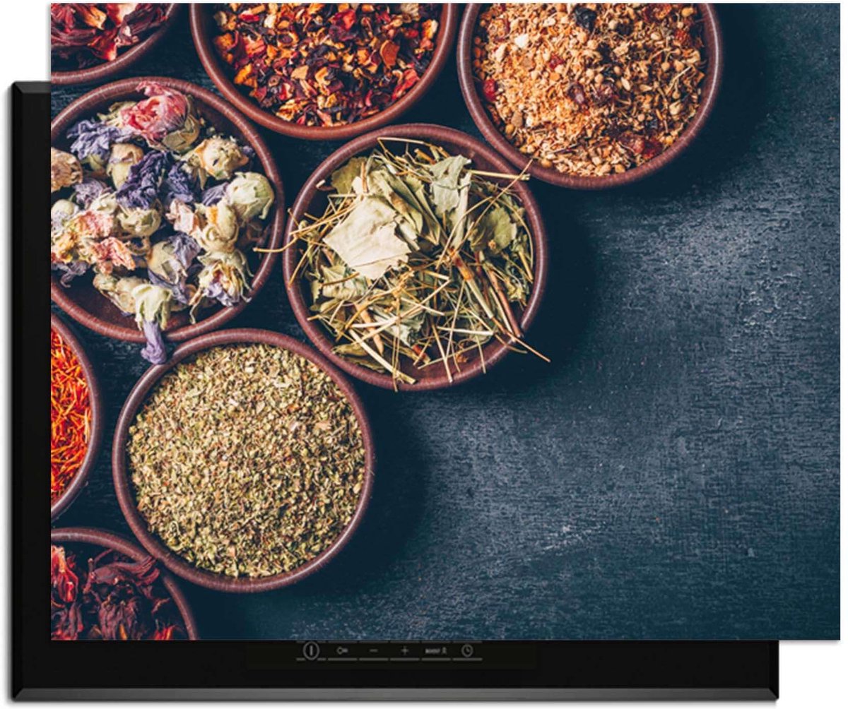 KitchenArt - Herbal Market - Inductie Beschermer - 76x51.5 cm - Kookplaat Beschermer - Luxe Afdekplaat Inductieplaat - Anti-slip & Oprolbaar - Beschermmat Inductiekookplaat