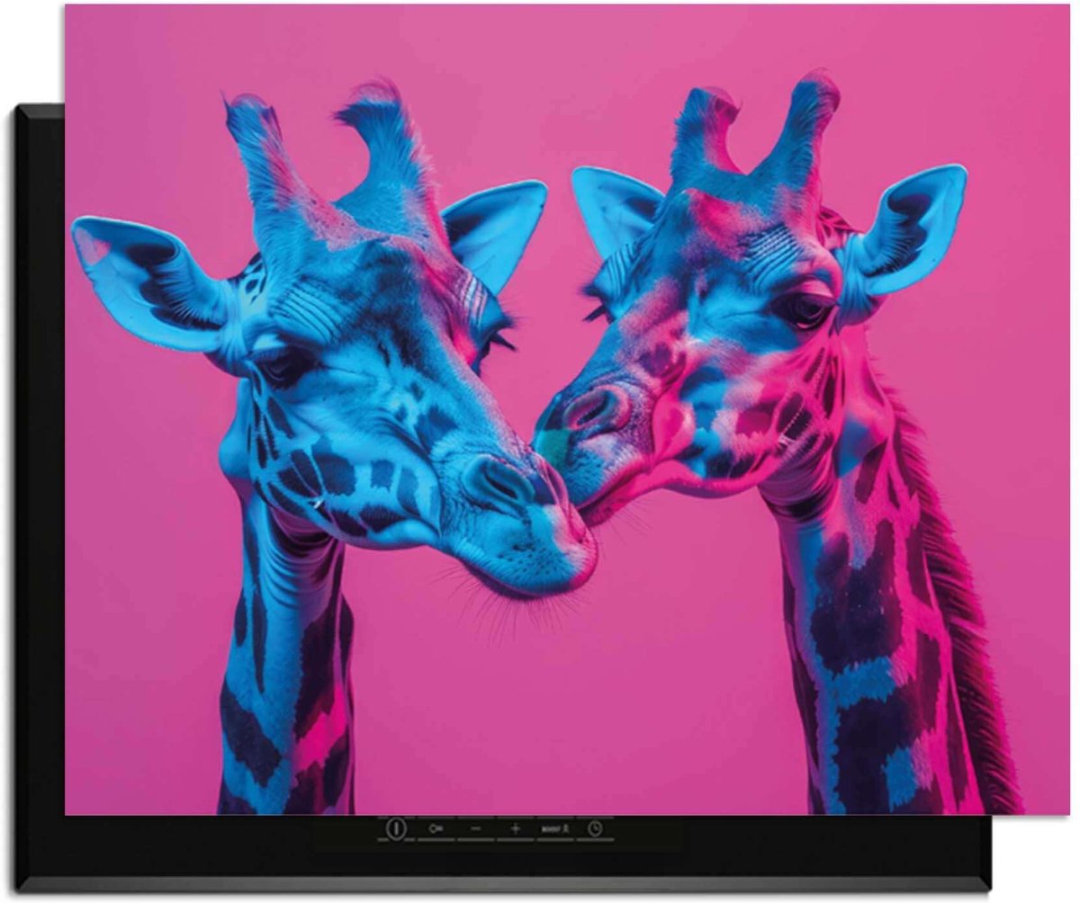KitchenArt - Neon Romance – Inductie Beschermer - 76x51.5 cm - Kookplaat Beschermer - Luxe Afdekplaat Inductieplaat - Anti-slip & Oprolbaar - Beschermmat Inductiekookplaat