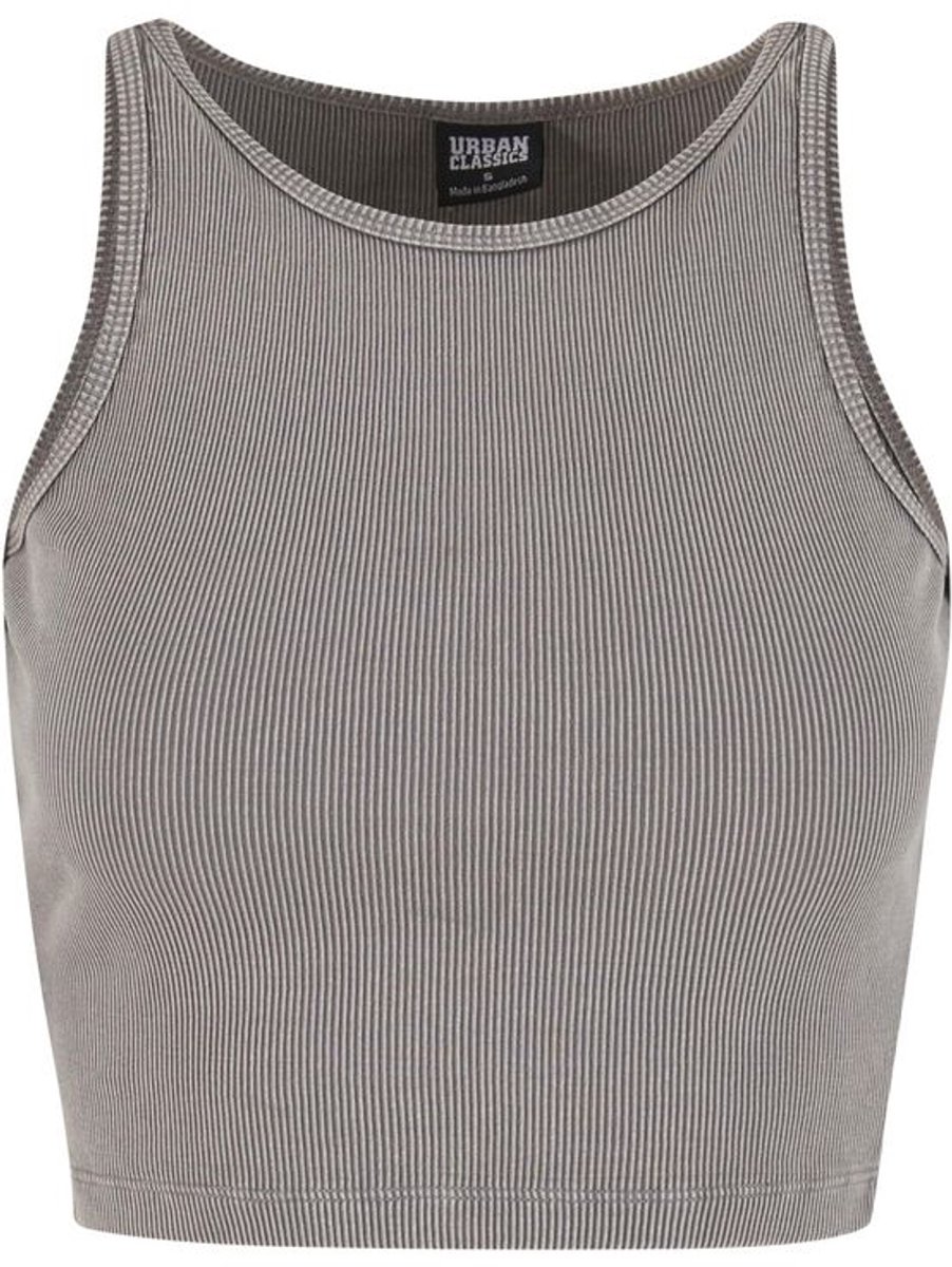 Urban Classics Washed Rib Jersey Cropped Top Dames Top – XL Grijs