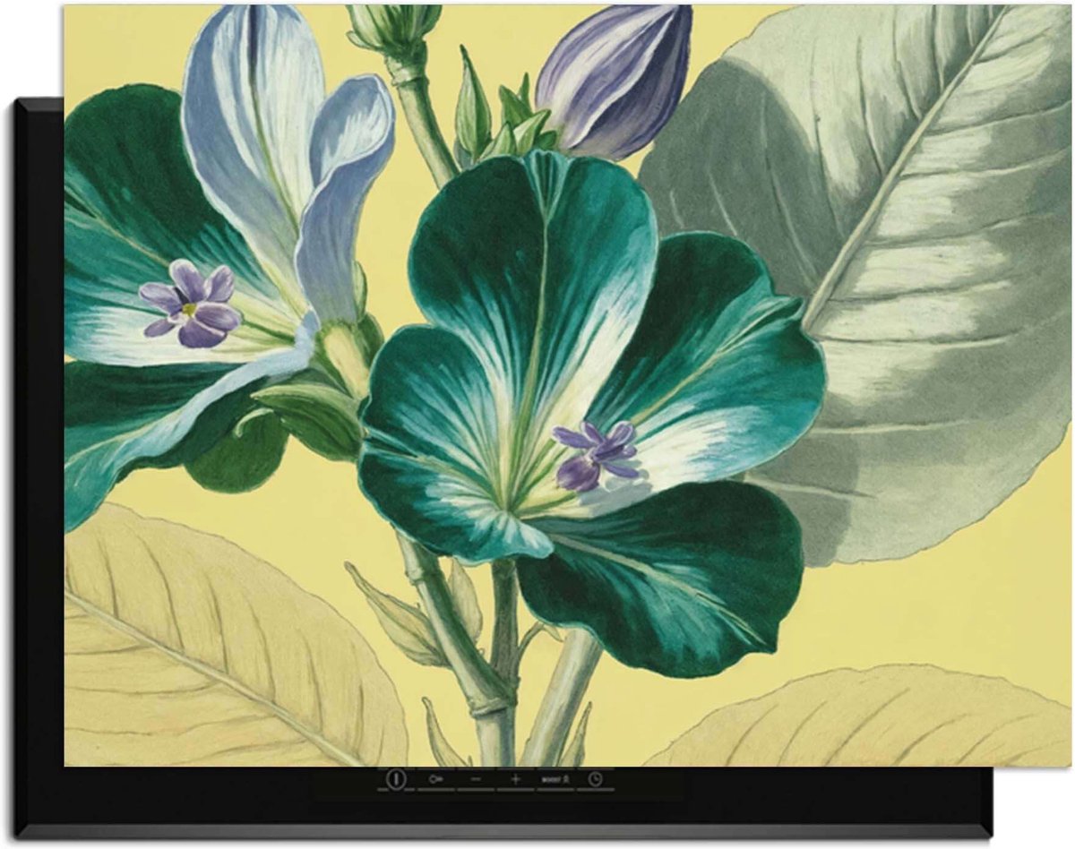 KitchenArt - Botanical Glow – Inductie Beschermer - 78x52 cm - Kookplaat Beschermer - Luxe Afdekplaat Inductieplaat - Anti-slip & Oprolbaar - Beschermmat Inductiekookplaat