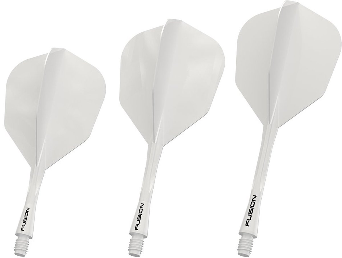 WINMAU Darts Fusion Integrated Flight & Shaft System - No.6 Shape & Design - White Colour, Intermediate Length
