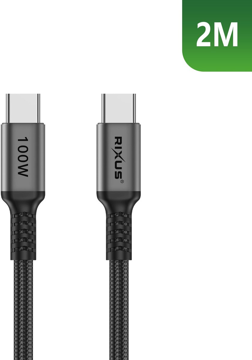 Rixus RXUC05 USB-C 2.0 To USB-C Cable 2m 100W Space Gray