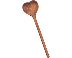 Daity Houten lepel van 28 cm, hartvormige baklepel, perfect voor bruidsdouches, huwelijkscadeaus, housewarmingsparty's en Valentijnsdag (bruin).