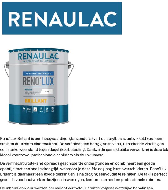Renaulac - Peinture laque hybride - Brillant - 1l