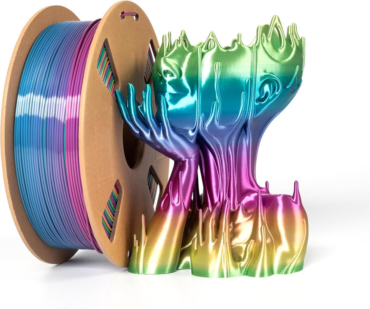 3D Printer Filament 1.75mm PLA Zijde Effect Glanzend Kleurveranderend Regenboog 1kg