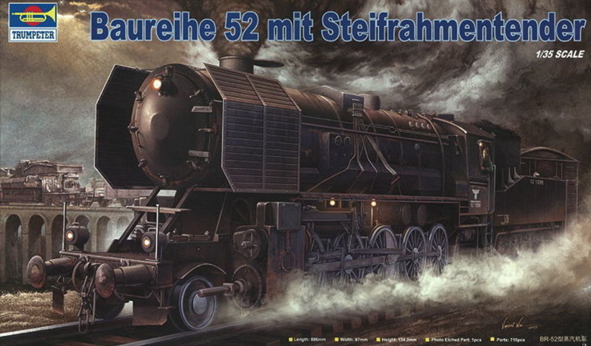 Trumpeter Modelbouwpakket Militaire voertuigen - 00210 Baureihe 52 met Steifrahmentender WWII - Duitse Stoomlocomotief Plastic - 1:35 - Modelbouw