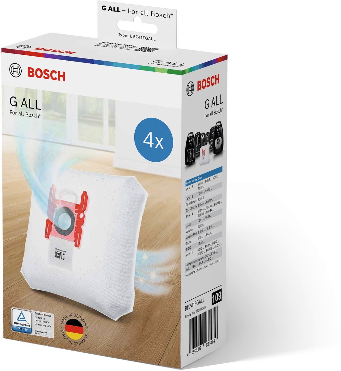 Bosch BBZ41FGALL G All stofzuigerzak (4 stuks)