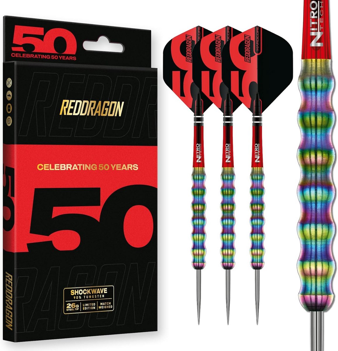 Professionele Dartset - Tungsten Pijlen - Precisie Werpen - Wave Grip Technologie - 26 gram - Multicolor