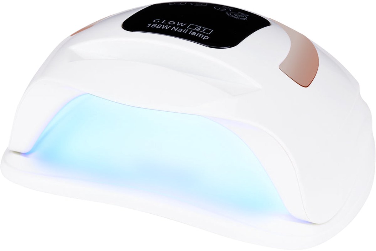 UV Dual LED Glow S1 Nagellamp 168W Goud – Professionele Lamp voor Manicure & Pedicure met Timer, Lage Warmtestand, Sensor en Handgreep