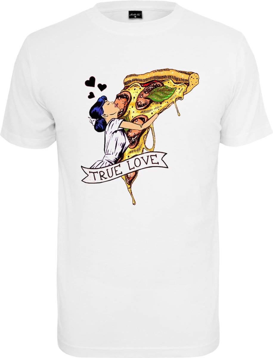 Mister Tee Pizza Love Unisex T-shirt XS Wit