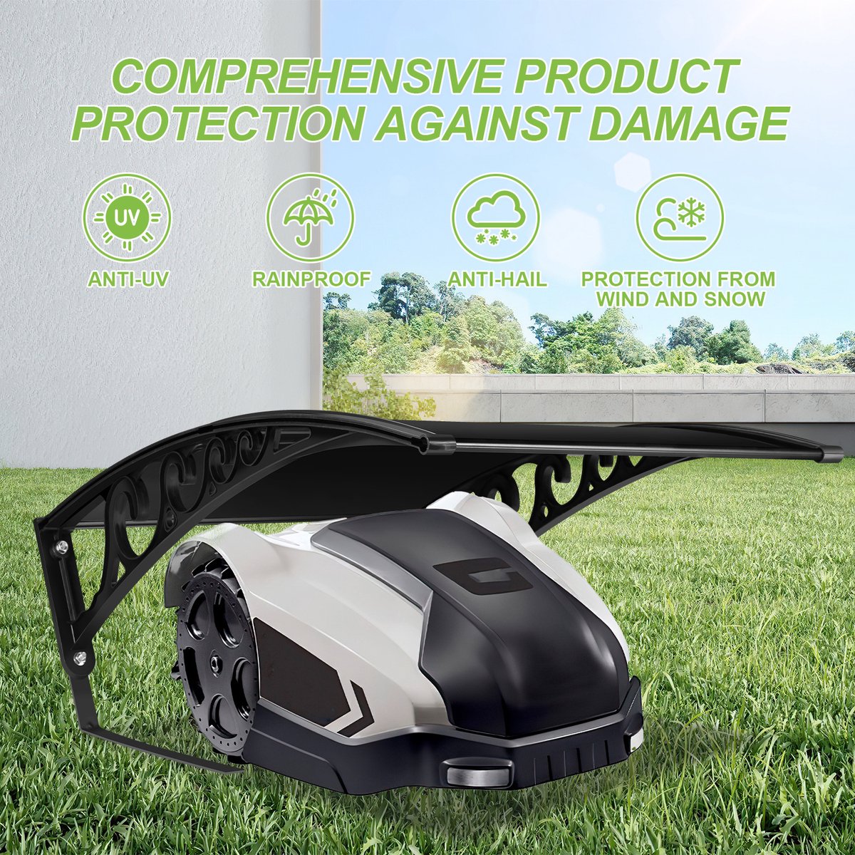 Zwarte Robotmaaier Garage UV-Bestendig Carport voor - afbeelding 3