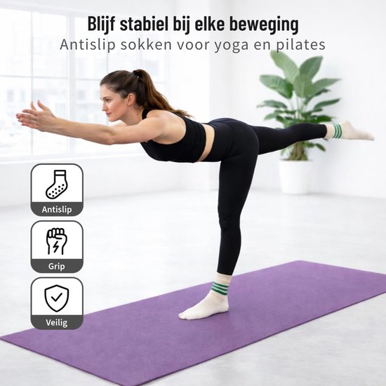 Yoga Sokken Set van 3 - Antislip - Hoog - Laag te Dragen - One Size - Pilates - Fitness Sokken — afbeelding 3