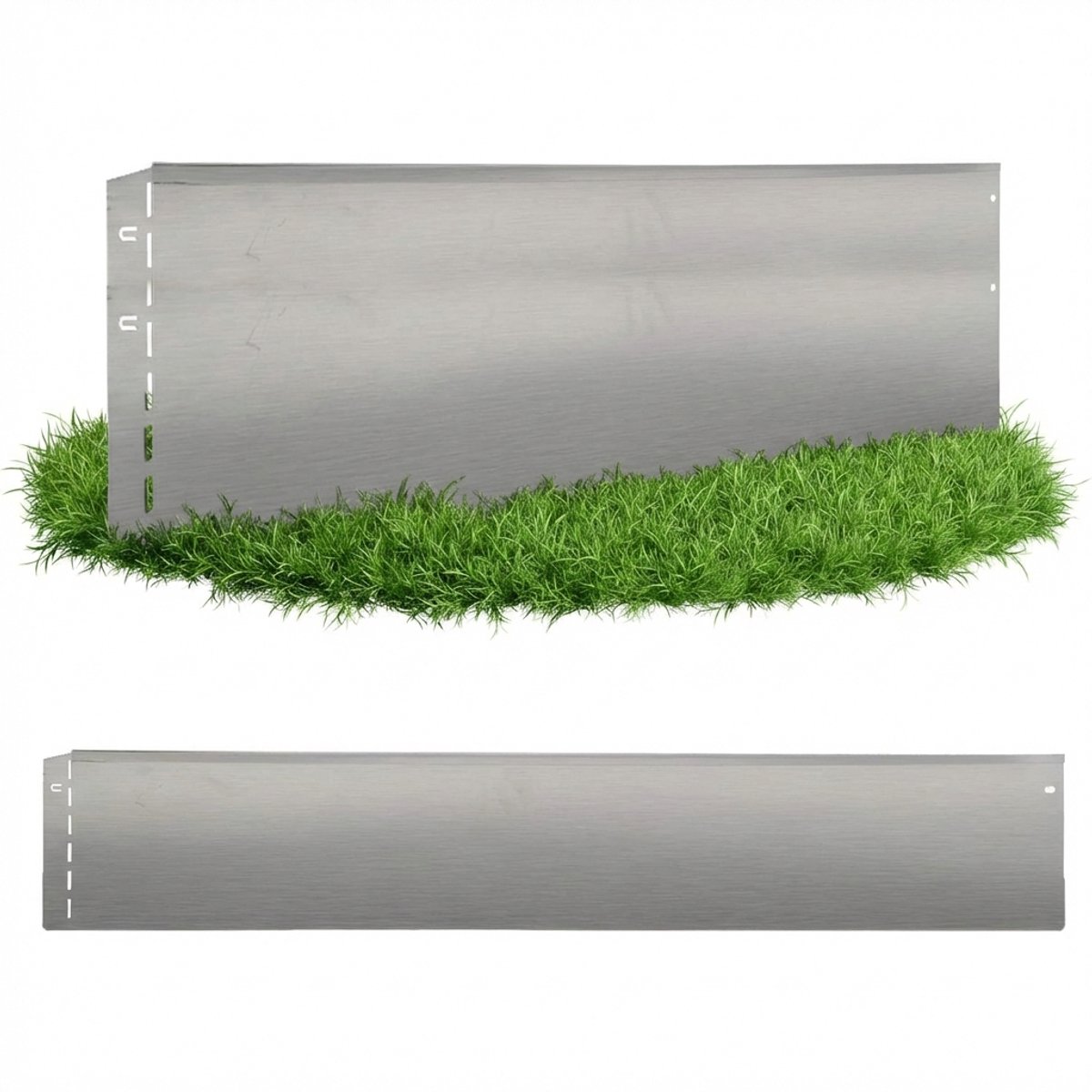 GartenAZ Borderrand - Gazonrand van Verzinkt Metaal - Flexibele Montage - Zilver - 100 cm x 13 cm (5 stuks)