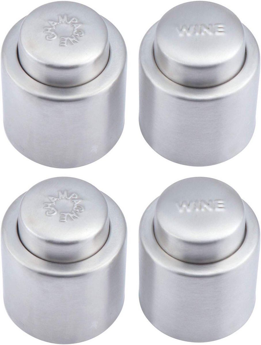 Vacuüm Champagne Kurk en Wijn Stopper – Zuurstofstop voor Flessen – Set van 4