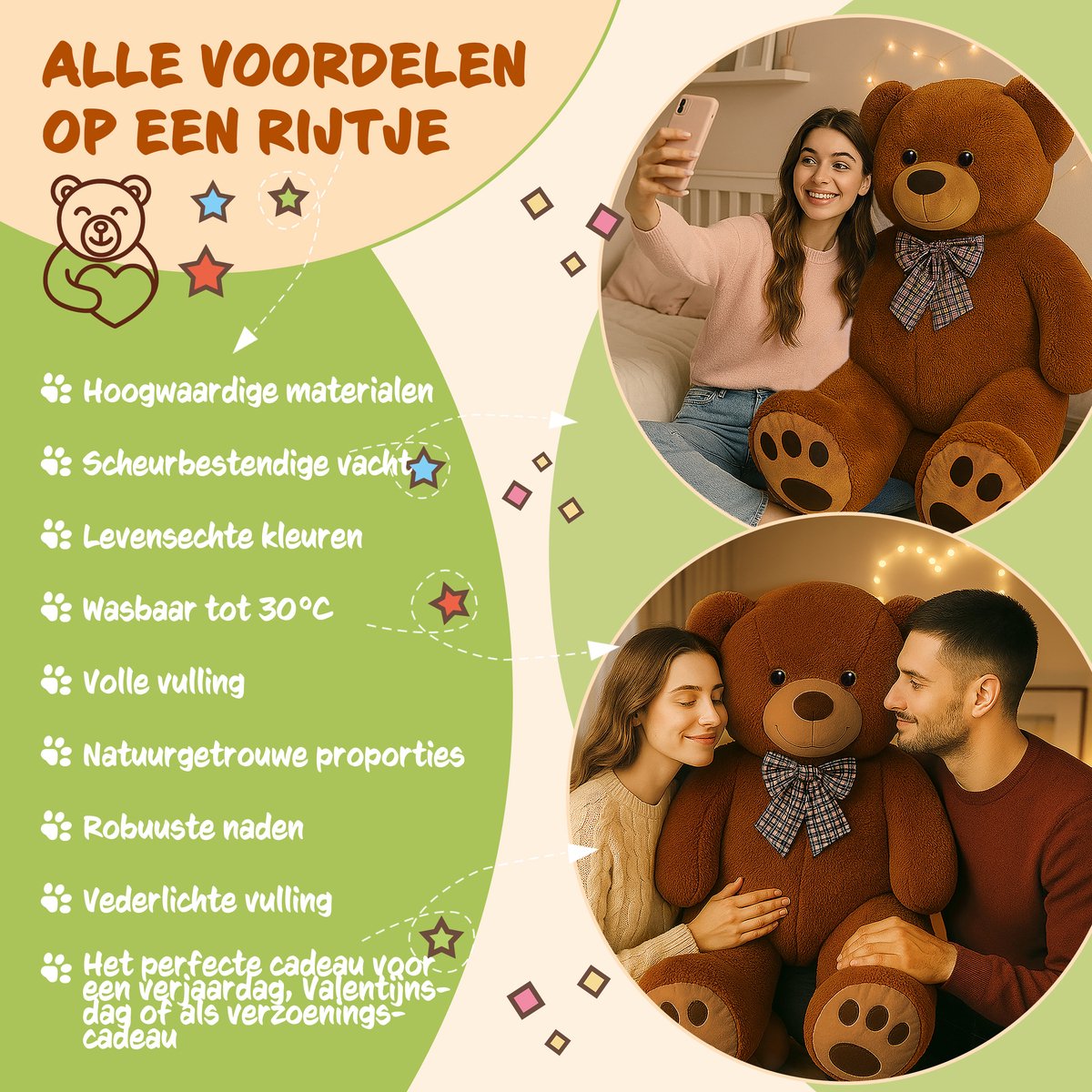 Monzana Knuffelbeer XXL – 150cm Staand Pluch - Bruin — afbeelding 2