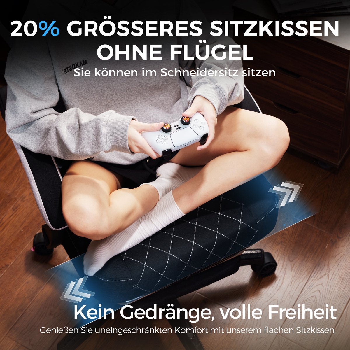 Dowinx Gamingstoel Ergonomisch met Massage-Lendensteun Zwart - afbeelding 3