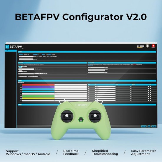 LiteRadio 2 SIM Flight Simulator Controller voor FPV Training - Ondersteunt DRL, VelociDrone, Phoenix RC, TryP, Aerofly RC 8 - Mode 2, Groen — afbeelding 4
