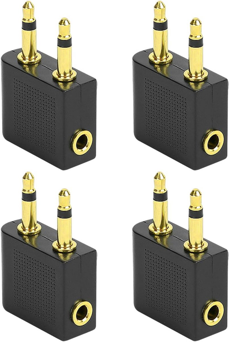 Set van 4 Boord-Audio Conversie Adapters voor Vliegtuig 3,5mm Hoofdtelefoon
