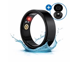 SyncGear Smart Ring - Slimme Ring voor Heren & Dames Met Oplaadcase – Menstruatiecyclus - Activity Tracker - SpO2 - Stappenteller - Hartslagmeter - Nederlandse App - Maat 11 (Europese Maat 65) - Kleur: Zwart