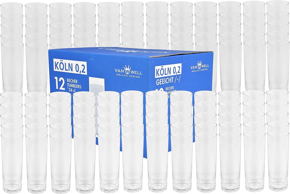 Set van 120 Klassieke Keulse Glazen (Kölsh Glazen) 0.2 Liter - Professioneel Gebruik