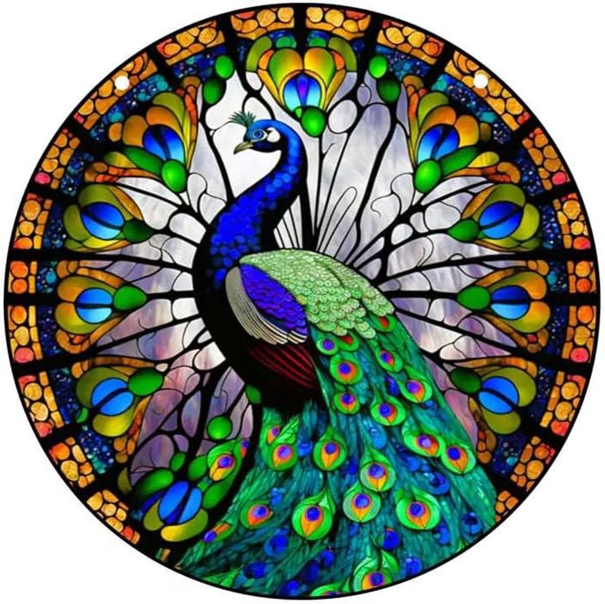 Allecta - Levendige Pauw Acryl Suncatcher voor Ramen, Bloem Gekleurd Ornament - Venster Decoratie met Glas Paneel - Zonnevanger voor Muur - Verjaardagscadeaus