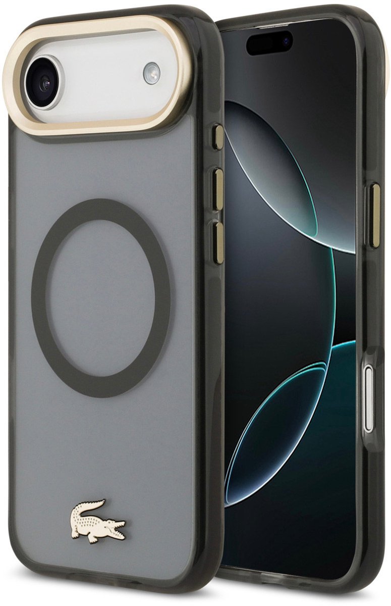 Lacoste Back Cover Case - iPhone 17 Air - Zwart - MagSafe Compatibel - Stevige Randen