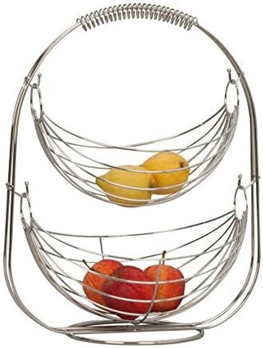 Hangoordruivenmand Sierlijke Etagère voor Fruit van Verchroomd Metaal 45 cm
