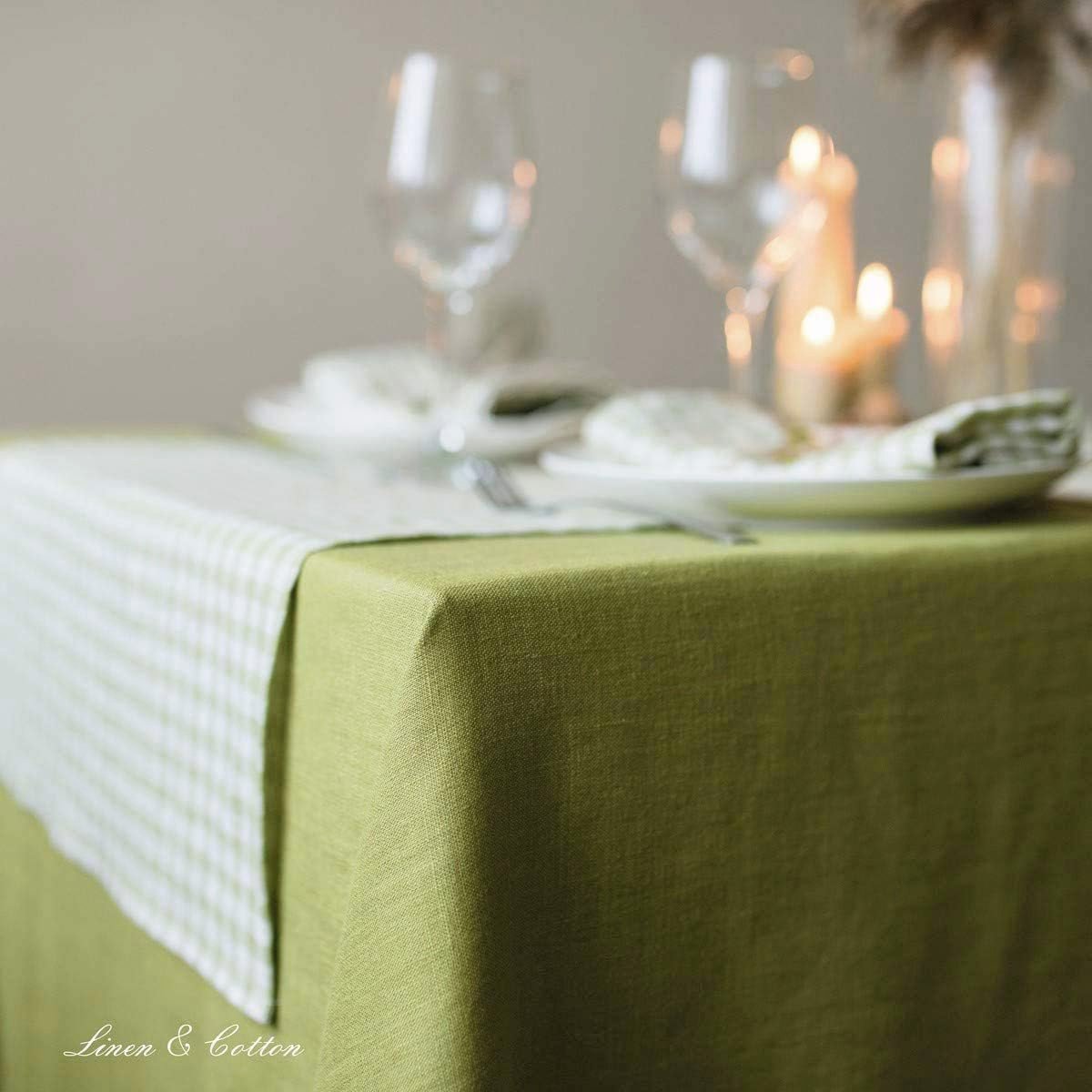 Hygge Tafelkleed 80 x 80 cm - Wasbaar Groen 100% Linnen voor Eettafel en Keuken