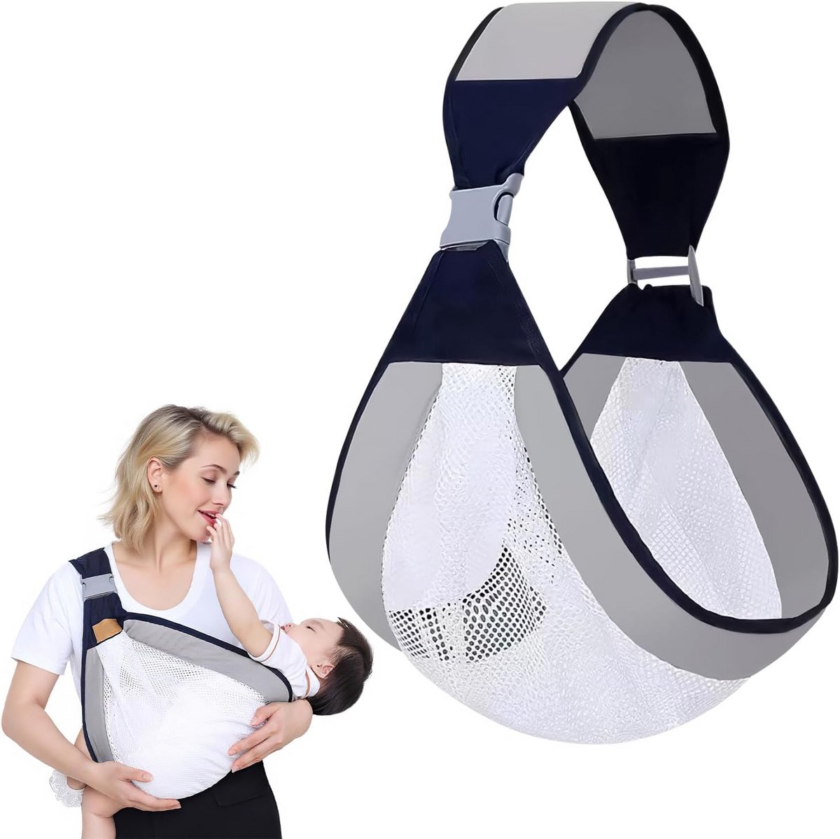 Ergonomische babydrager met 3 draagmogelijkheden voor pasgeborenen en peuters