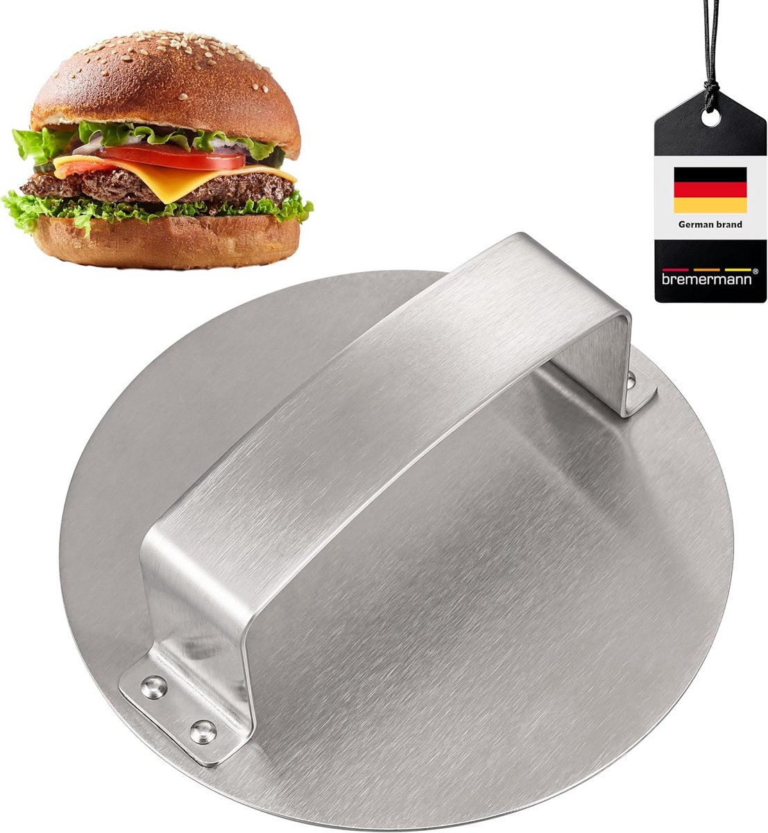 RVS Hamburgerpers voor Perfecte Patties en Smash-Burgers