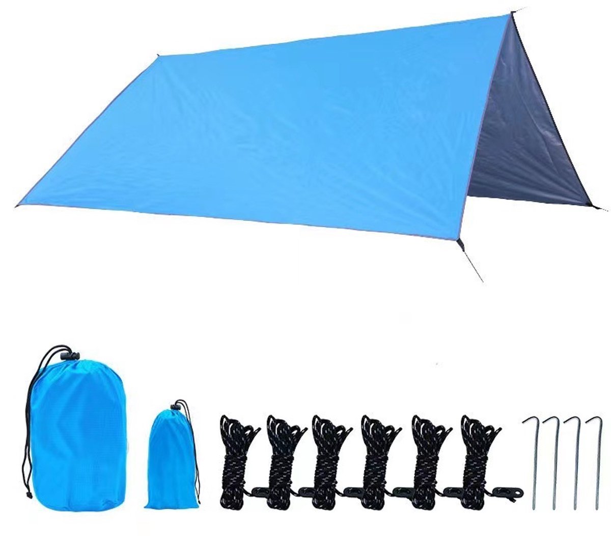 Tentdoek voor kampeertenten - Buitentent - Verdikte constructie - Zilverkleurig Oxford-doek - Zonwerende tent - Water- en winddicht - Kamperen - Zonnescherm - 300*300 cm -Blauw