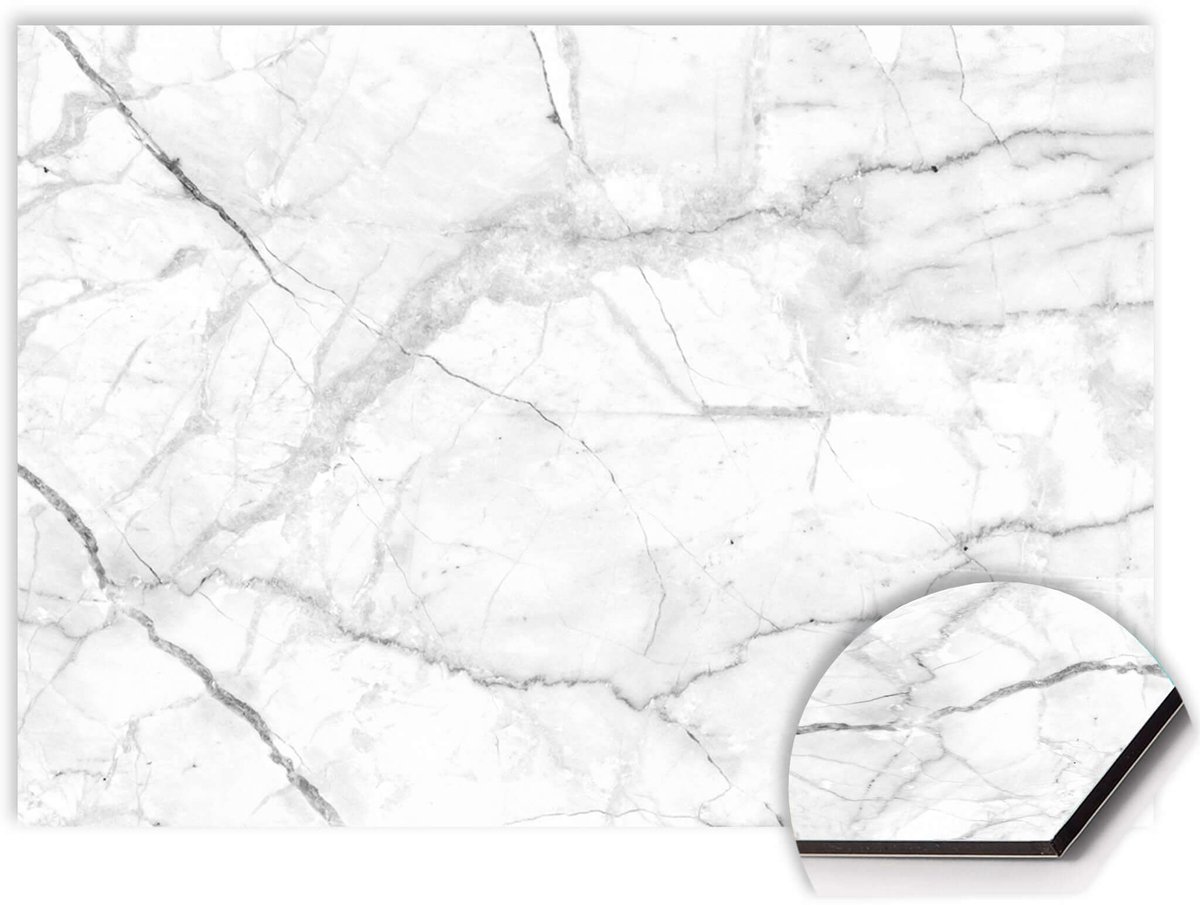 KitchenArt - Carrara Light Spatscherm - 70x50 cm - Spatscherm Achterwand Keuken - Spatwand Keuken