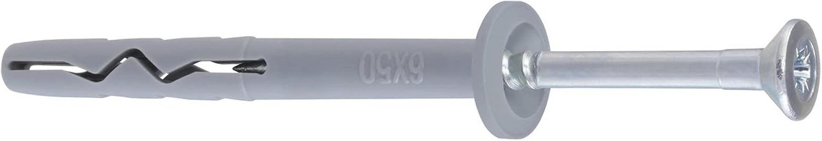 Montageduvels met kraag - Spijkerpluggen set - Snel monteren - Voorgemonteerd met schroef - 6x60 mm