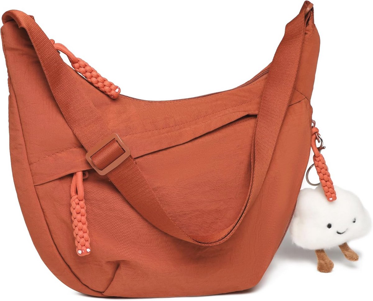 Micmores Crossbody Bag Schoudertas voor dames, nylon schoudertas, Moon Bag stijlvolle halve maan tas met verstelbare schouderriem, hobo casual handtas voor werk, reizen, dagelijks gebruik