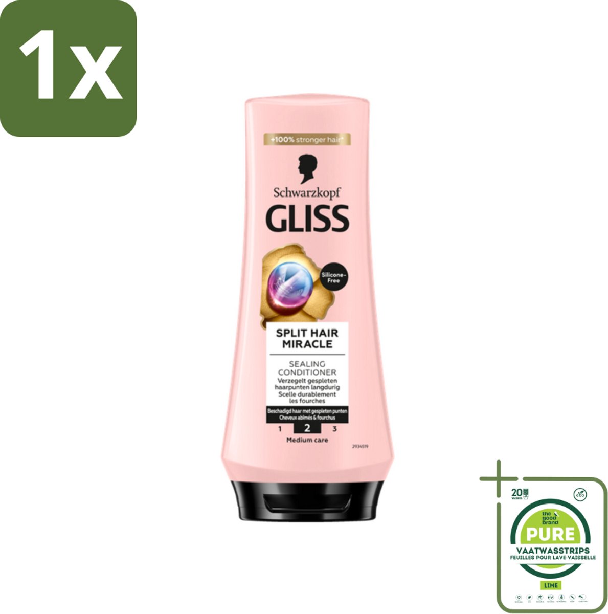 1 x Gliss - Hair Repair - Conditioner Split Hair Miracle tegen Gespleten Haarpunten - 200 ml - Haar Conditioner - Gespleten Haarpunten - Haar Herstel - Haarverzorging - Druivenpitolie