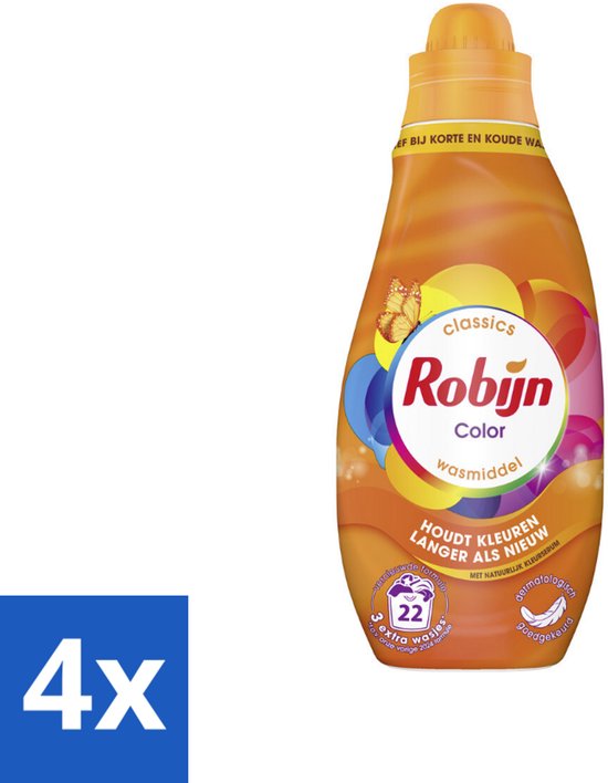 Robijn – Vloeibaar Wasmiddel – Klein & Krachtig Classics Color - 665 ml - Voordeelverpakking - 4 stuks