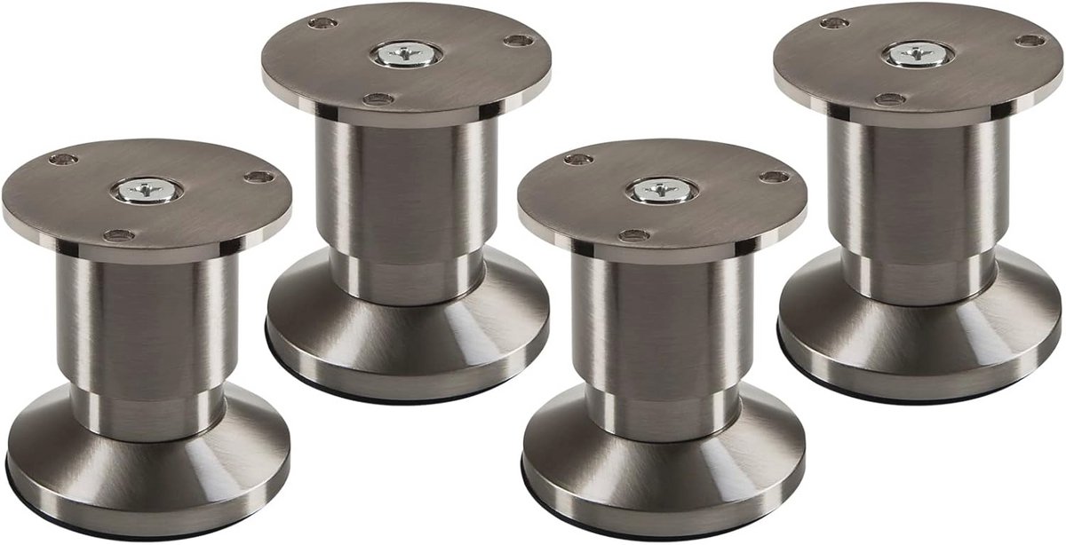 Verstelbare Meubelpoten - 4 Stuks - Geborsteld RVS-look - Belastbaar tot 250 kg