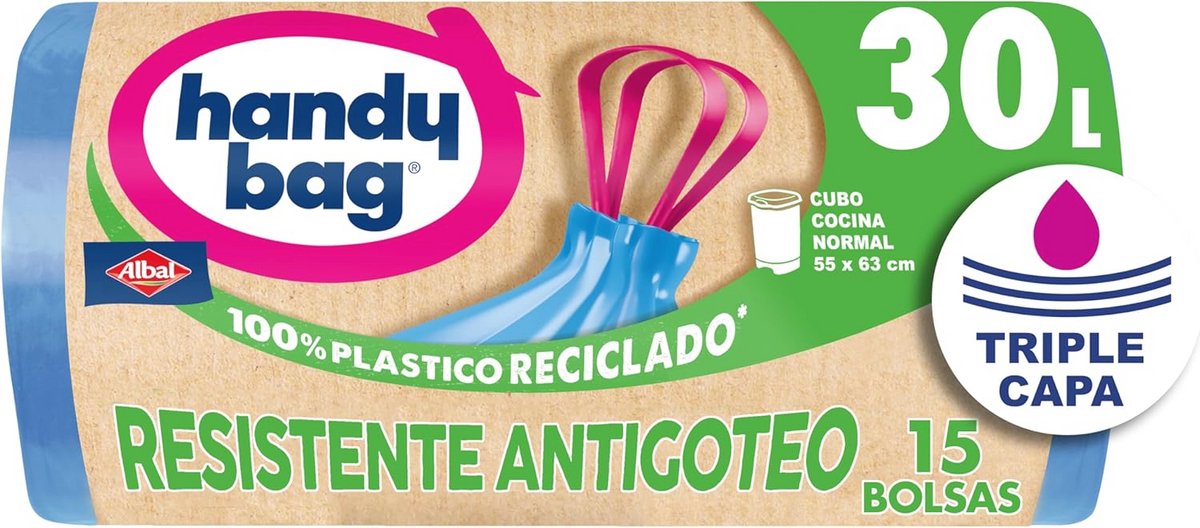 Extra Robuuste Afvalzakken 30L - 80% Gerecycled Materiaal - Lekvrij - 15 Stuks