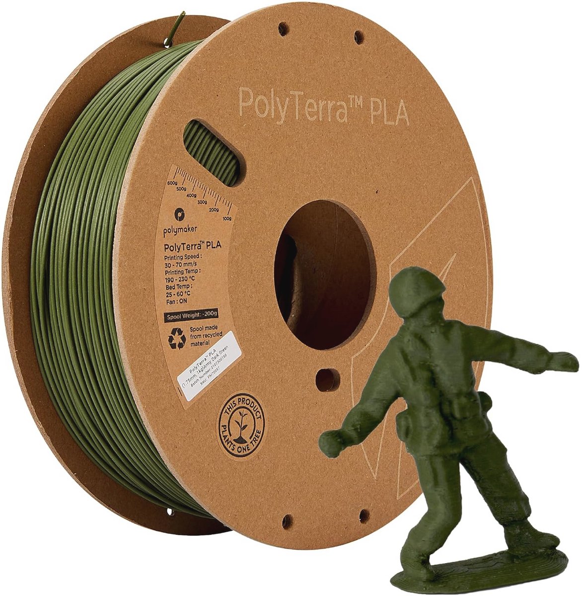 PolyTerra PLA Army Donkergroen Filament - 1,75 mm - 1 kg