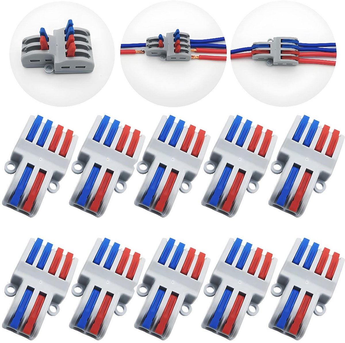 Compacte Draadconnectoren - 10 Stuks Hefboommoerconnector met Schroeven voor Snelbedrading