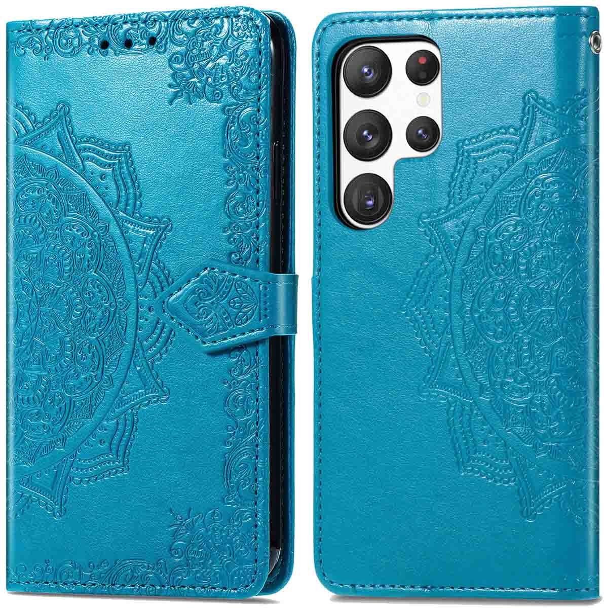 imoshion Hoesje - Geschikt voor Samsung Galaxy S23 Ultra - Mandala Bookcase - Turquoise