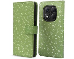 imoshion Hoesje - Geschikt voor Xiaomi Redmi Note 14 Pro 5G / Xiaomi Redmi Note 14 Pro Plus 5G - Design Bookcase smartphone - Green Flowers