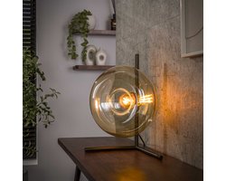 PS-Collection Tafellamp Soll - Amber Glas & Metaal Brons - tafellamp slaapkamer, tafellamp industrieel, tafellampen woonkamer, tafellamp zwart, tafel lamp, tafellamp slaapkamer industrieel, tafellampje