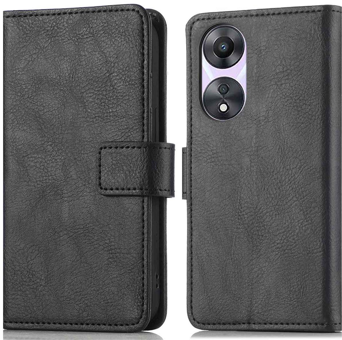 imoshion Hoesje - Geschikt voor Oppo A78 (4G) - Luxe Bookcase - Zwart