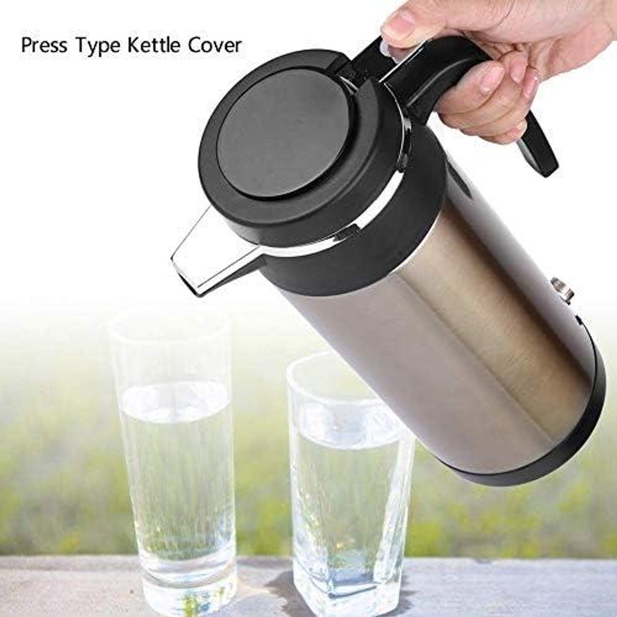 Allecta - Auto waterkoker 12V roestvrij staal - Reis drinkbeker - Koffiemok - Waterfles 950 ml.
