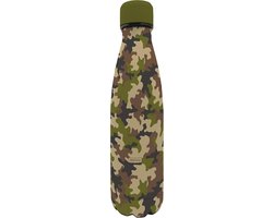 Nerthus Dubbelwandige thermosfles voor koud en warm luipaardpatroon, 18/8 roestvrij staal, BPA-vrij, 500 ml