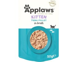 Applaws 100% natuurlijk natvoer voor kittens, tonijnfilet in bouillon - verpakking met 12 x 50 g zakjes